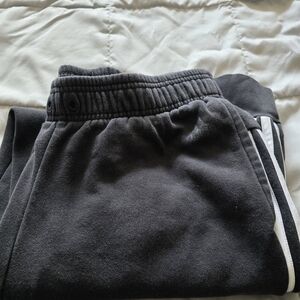 adidas Black Kids Fleece Joggers with White Side Stripes